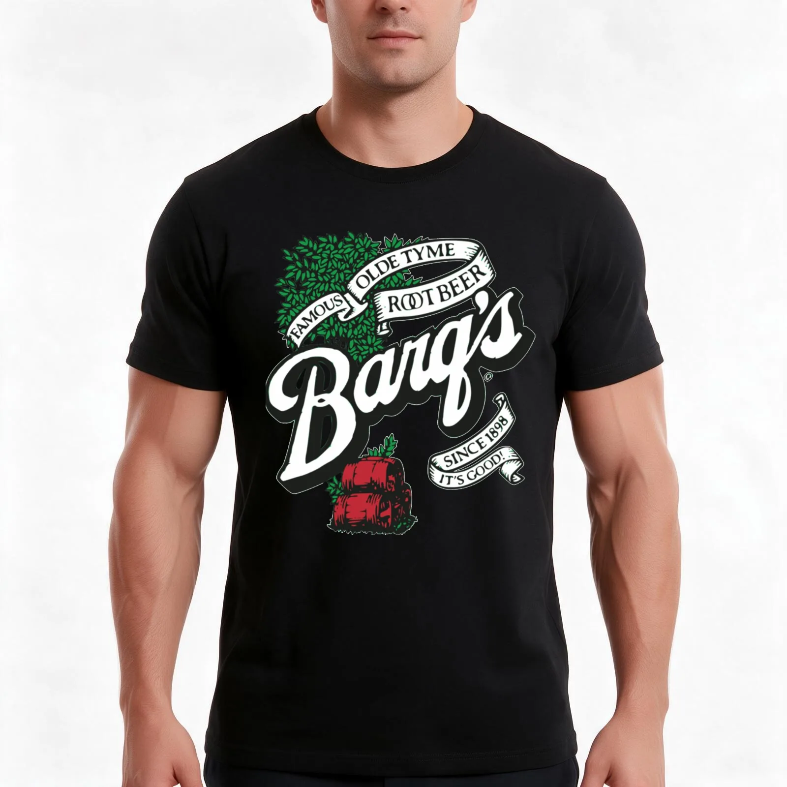 Barq's Root Beer Logo Classic T-Shirt, Summer Casual Cotton Tee, Oversized Streetwear Tops, Vintage Graphic Print, 100% Cotton