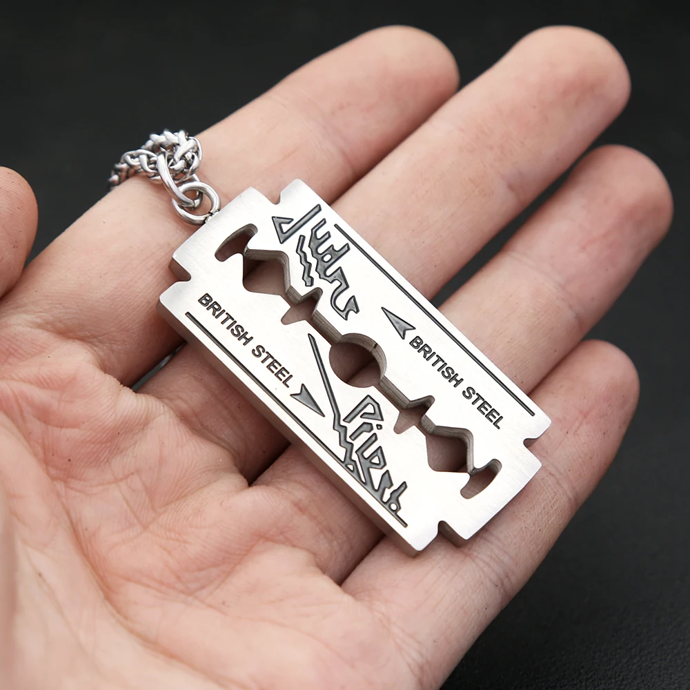 Punk Hip Hop Edelstahl Sicherheits klinge Rasiermesser Anhänger Halskette für Männer Jungen einzigartige coole Schwermetall Schmuck Geschenke Drops hipping