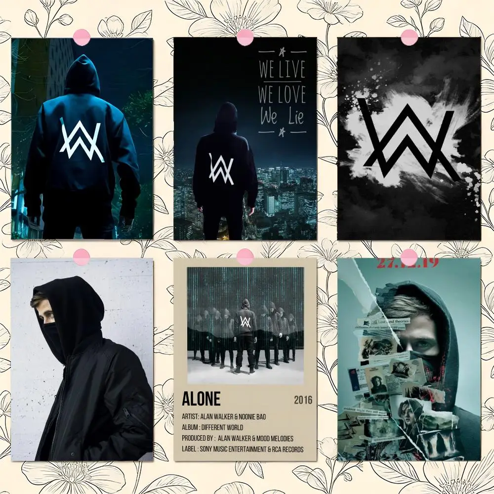 Popular Singer Edm Rave Dj A-Alan Walker Poster Matte Self-Adhesive Wall Art Print Living Room Bedroom Home Decor