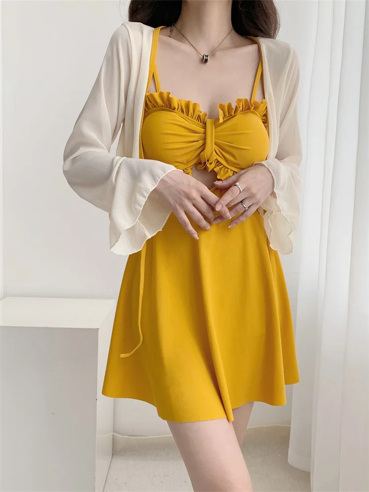 

Консервативный цельный купальник для женщин, лето 2024, модный, больших размеров, для термальных источников, повседневный, с фиксированными вставками для груди, пять...