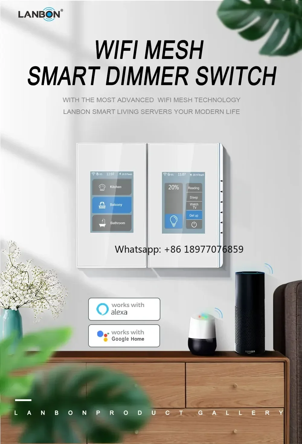 2026 Smart Switch Dimmer Switch L8 LCD Touch Panel WiFi Mesh Zigbee Support Voice Control GOOGLE HOME Alexa Siri Tuya Homekit