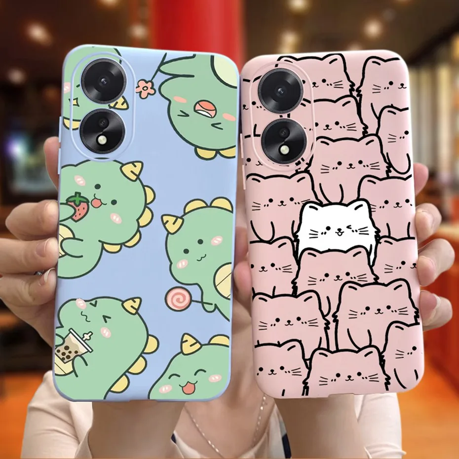 For OPPO A18 A38 2023 Cute Animals Cartoon Phone Case Back Cover For Oppo A38 A18 4G Soft Silicone TPU Back Cover