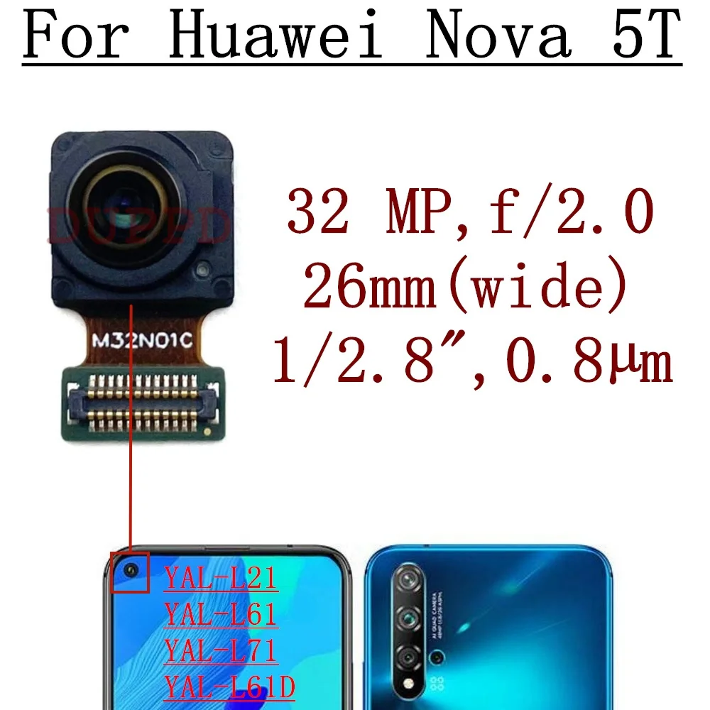 Back Main Front Camera For Huawei Nova 5T L21 L61 L71 Original Frontal Selfie Facing Rear Camera Module Flex Replacement Parts