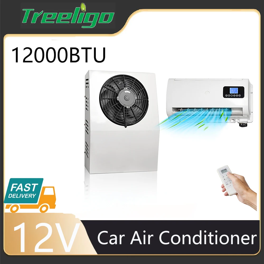 

Treeligo 24V Truck Air Conditioner Parking Cooler AC Kit 12V Electric Tractor Cab Split for Truck Camper Van Caravans Motor home