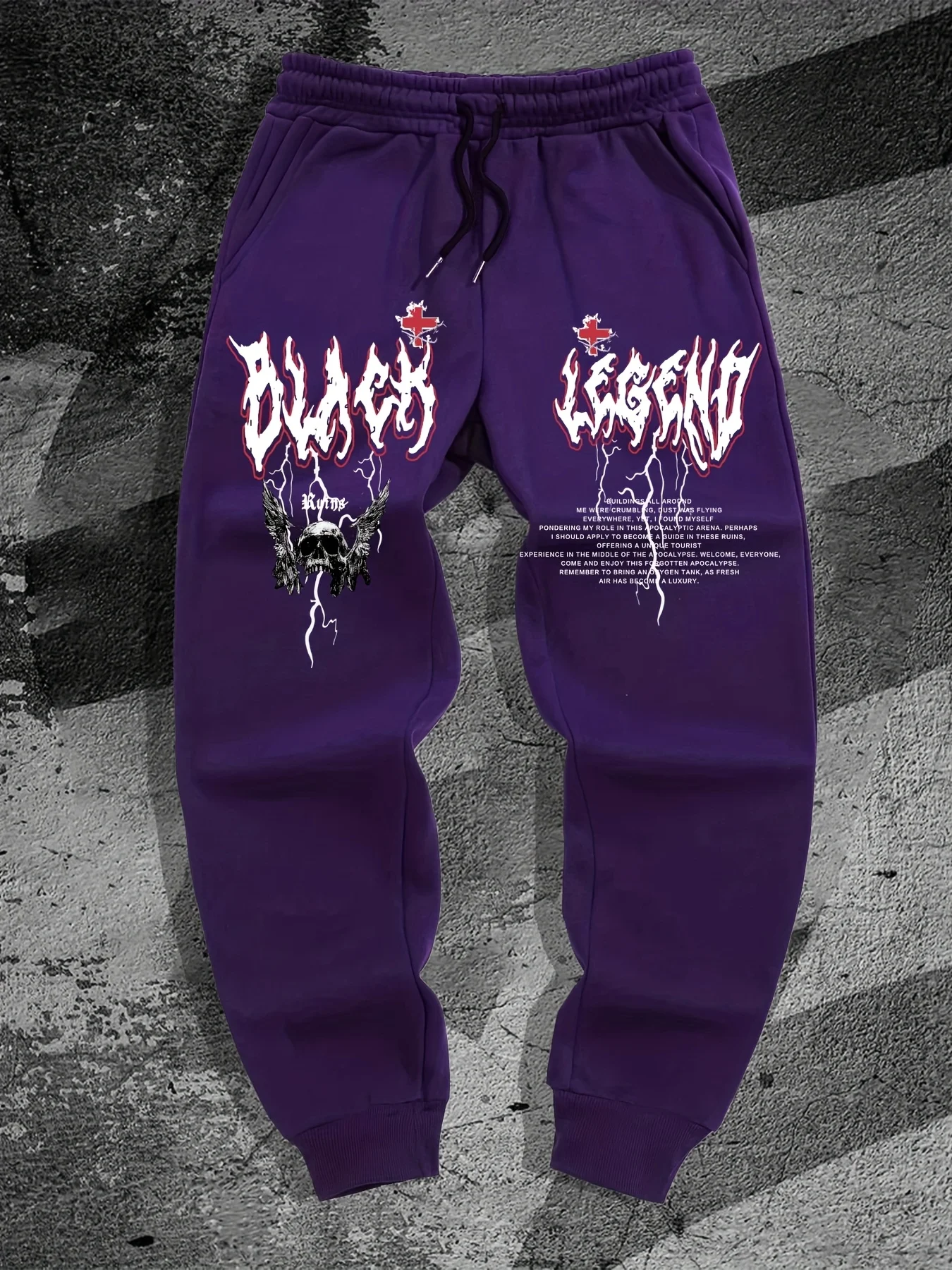 New Men's Sweatpants, Polyester Knit Gothic Geometric Print Drawstring Waist Joggers, Autumn Winter Casual Sports Trousers S-3XL