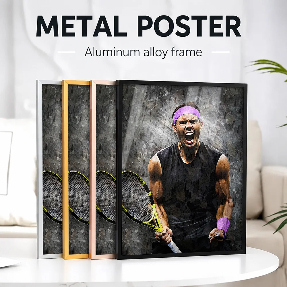 Rafael Nadal Metal Poster With Aluminum Alloy Frame Personalized Photo Dynamic Court Style Wall Art For Clubhouse Athlete Gift