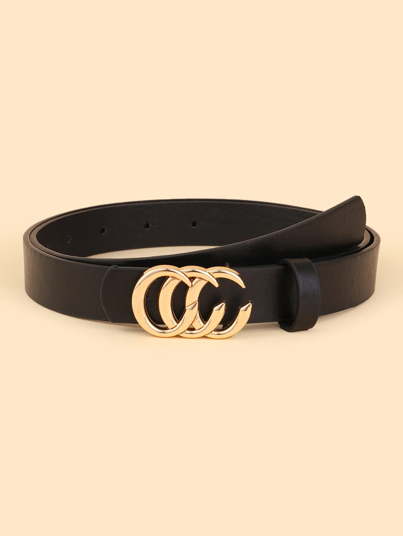 1pcs women's new fashion three-C buckle belt high-quality pu jeans dress decorative belt all-season universal