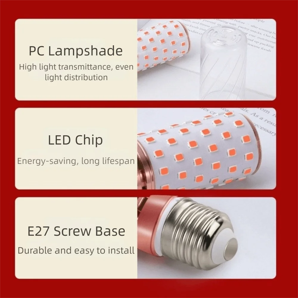 Red Color E14/ E27 Corn Lights Energy Saving High Brightness New Year Lantern Light Bulb Replace No Flicker Small Screw Lamp