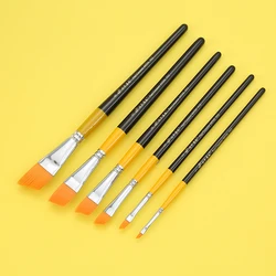 Short handle nylon oblique head gouache watercolor acrylic brush, suitable for beginners art student artists painting