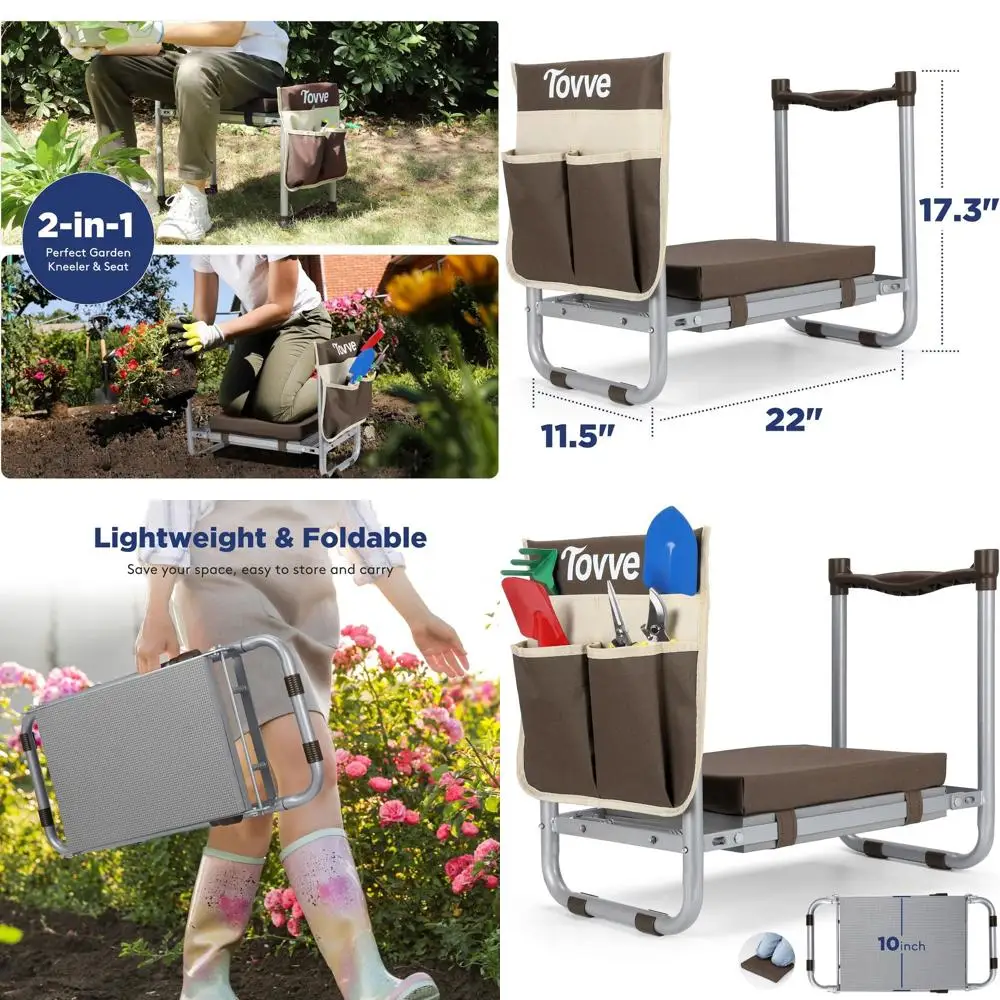 

Складная садовая голень и сиденье, прочный садовый табурет со съемной 10-широкой наколенником, портативная садовая скамейка с большой Т-образной головкой
