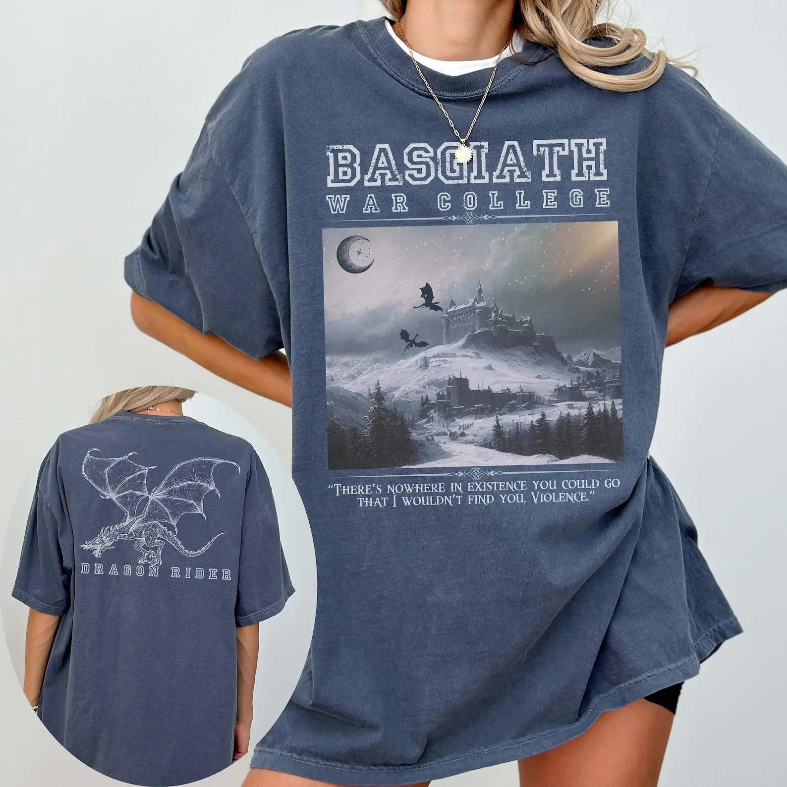 Dragon Rider Shirt 100%Cotton Y2K Tee Retro Fourth Wing Basgiath War College Shirt Loose Shirt For Unisex Rebecca Yarros Apparel