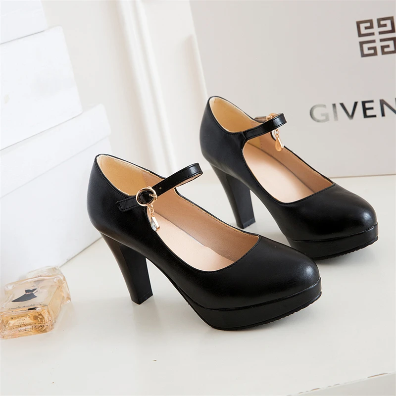 Elegant Women's High Heels Mary Janes Shoes 2024 Black Pink White Heeled Party Wedding Shoes Female Dress Pumps Large Size 45 - view 5