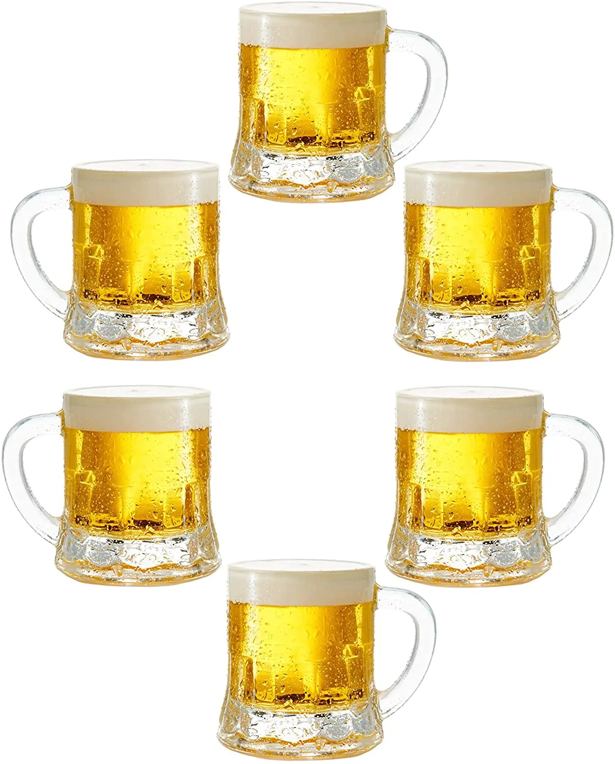 6PCS Mini Mason Beer Mug Heavy Base Glasses, Fun Party Entertainment Beverage Drinking Glassware Tumbler Whiskey Coffee Espresso