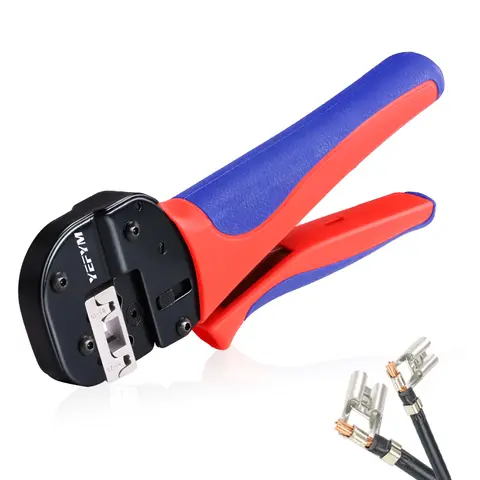 4.8/6.3 Flag Plug Terminals Ratchet Crimping Tool YFP-056FL Pliers Crimp L Type Spade Connector 0.5-2.5mm²(20-13AWG)