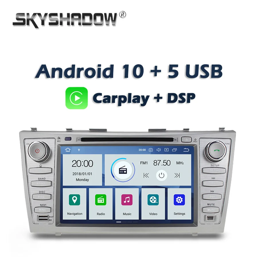 

Автомобильный DVD-плеер Carplay DSP PX6 IPS Android 10 4G + 64 Гб Wifi GPS карта RDS радио Bluetooth для Toyota Camry 2007 2008 2009 2010 2011