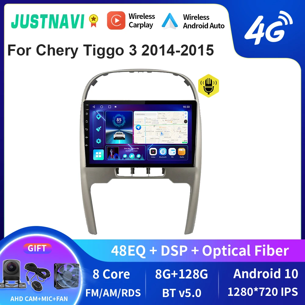 

JUSTNAVI QT10 Wireless CarPlay Android Auto Radio For Chery Tiggo 3 2014-2015 Stereo Car Multimedia Video Player GPS DVD