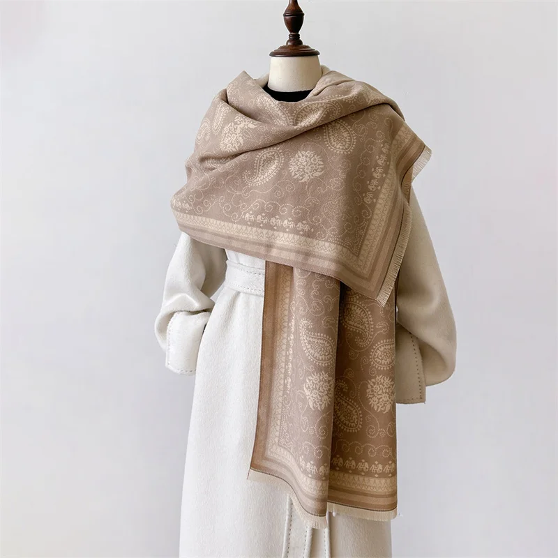 2024 New Warm Cashmere Scarf Winter Large Pashmina Thick Blanket Shawls And Warps Bufanda Foulard Neckerchief Design Echarpe