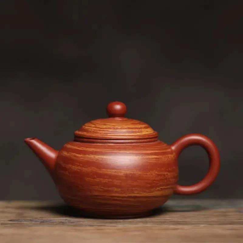 

Red Teapot Raw Ore Mud Material Handle Pot Purple Clay Set Horizontal Teapot Mixed Mud Chaozhou Hand-Pulled Kung Fu Teapot