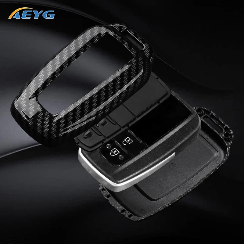ABS Carbon Fiber Car Key Case Cover Shell Fob For Toyota Prius Camry Corolla C-HR CHR RAV4 Prado 2018 2022 Key Chain Accessories