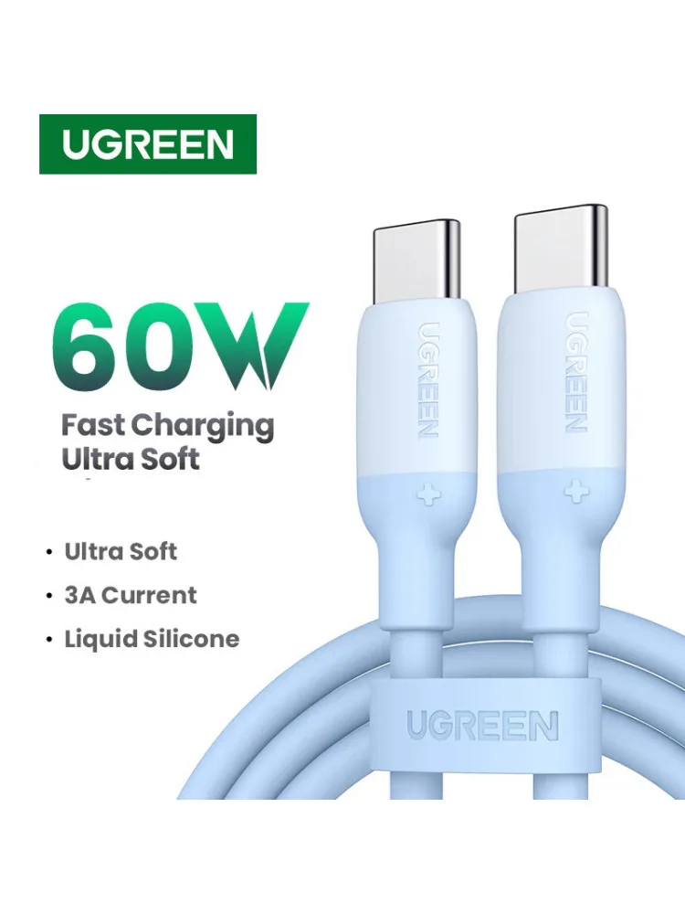 Kabel USB-C UGREEN, 100 W, USB-C – USB-C, szybkie ładowanie PD, silikonowy, do urządzeń Apple, Huawei, Samsung, iPhone 18, iPad, laptopów, długość 2 m. — zdjęcie produktu 7