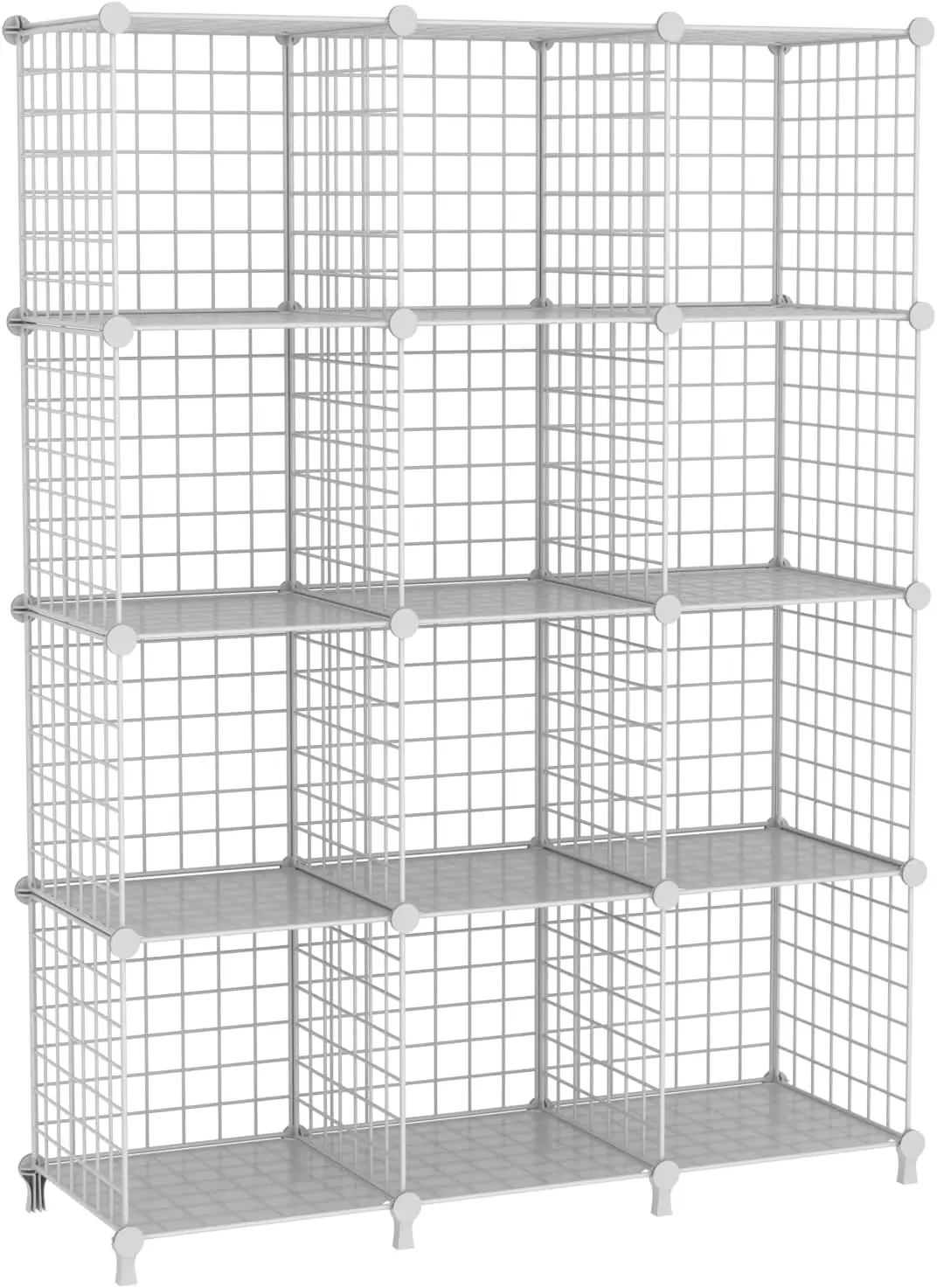 

12-Cube Metal Wire Storage Organizer, 11.8' L x 11.8' W x 11.8' H, Modular Grid Shelving Unit for Closet, Bedroom, Office