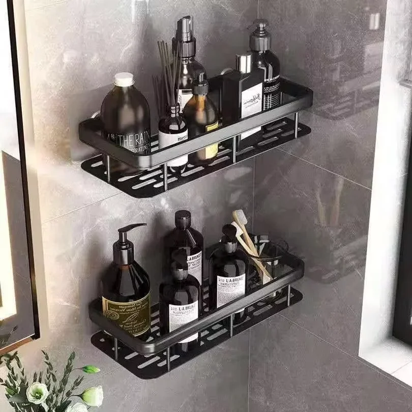 Wall mounted shower shampoo rack bathroom rack towel rack diamond free stand tripod wall hanging corner rectangular stand
