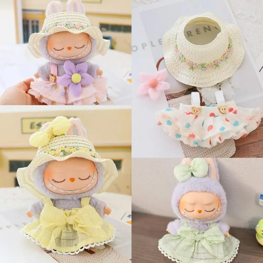 

Комплект одежды для куклы Labubu 17 см, кавайное фиолетовое клетчатое платье с бантом, повязка на голову, обувь для камеры, плюшевая кукла, сделай сам, сменный подарок для ребенка