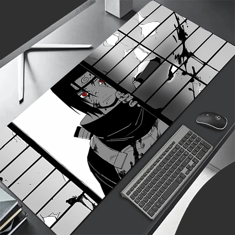 Mouse pad narutos itachi uchiha grande pc computador gamer kawaii acessórios de jogos anime mousepad teclado tapete mesa