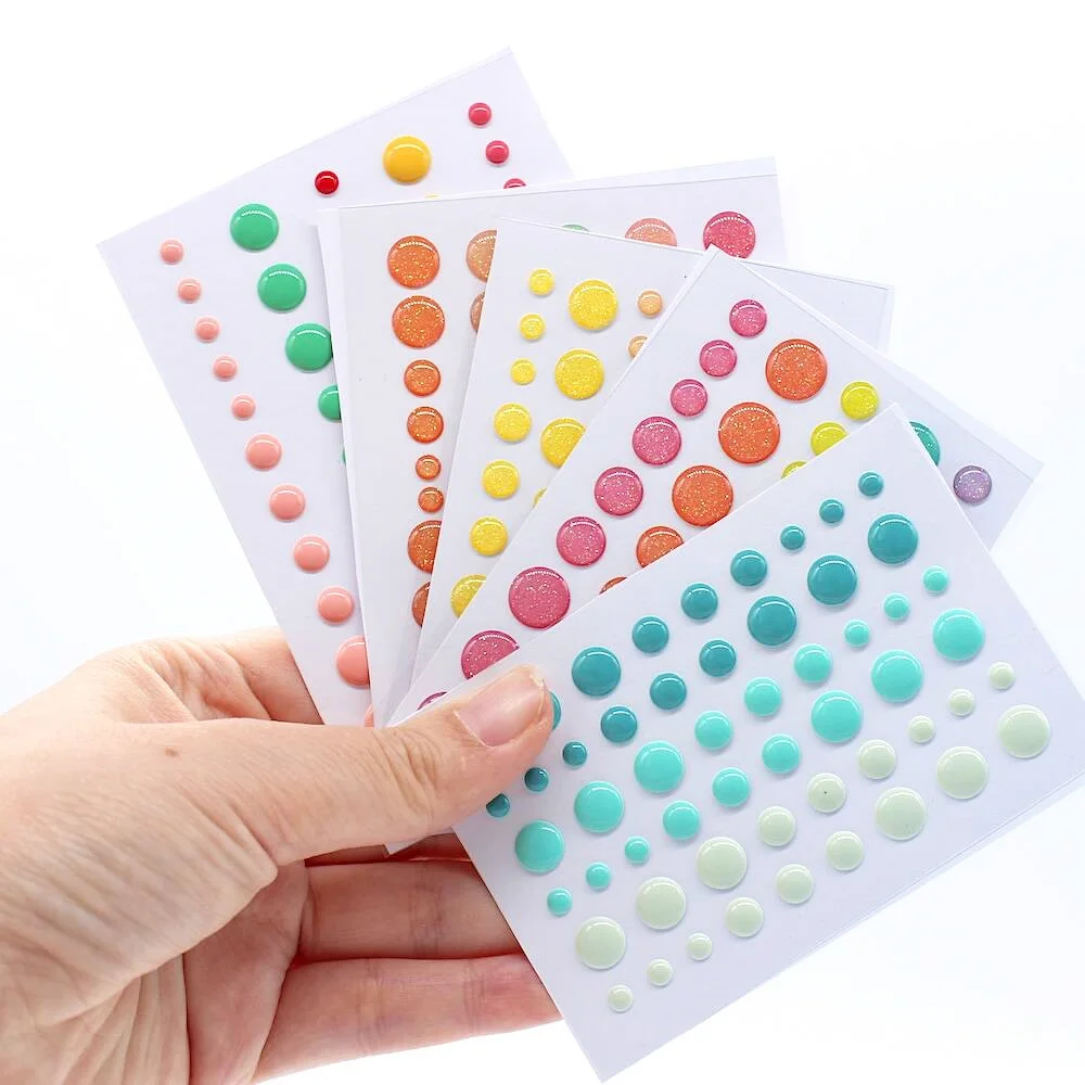 KSCRAFT 5pcs/set Sugar Sprinkles Self- adhesive Enamel Dots Resin Sticker for Scrapbooking/ DIY Crafts/ Card Making Decoration
