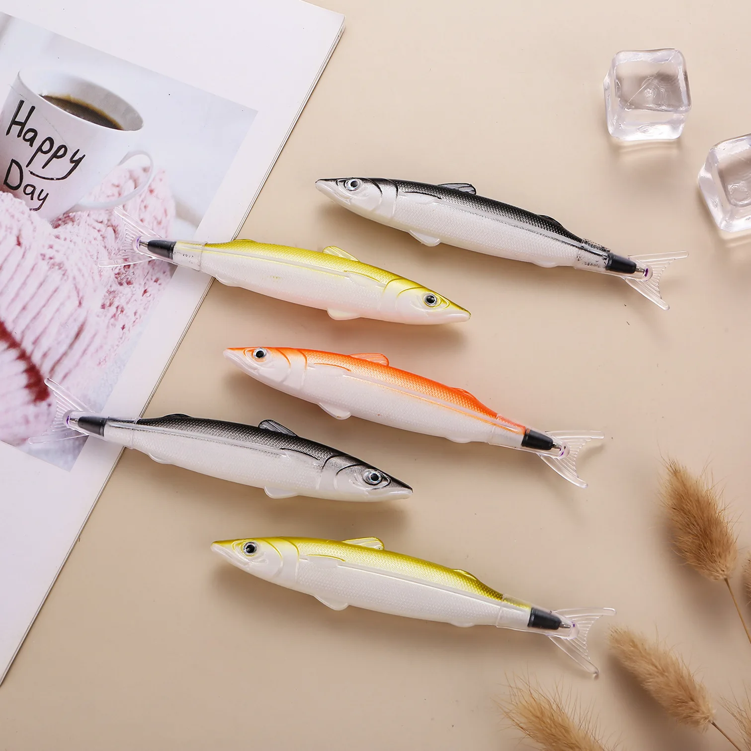 2pcs Ocean Fish Design Ballpoint Pen Set 0.5mm Fine Point Office Stationery Supplies Creative Fish-shaped Pens for Business