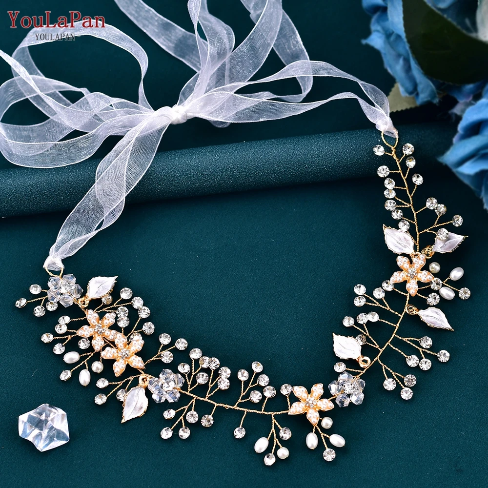 Youlapan HP236 Elegant Bridal Hoofdband Bruiloft Haaraccessoires Lichtmetalen Leaf Vrouw Haar Wijnstok Hoofddeksel Voor Party Bruid Hoofddeksels