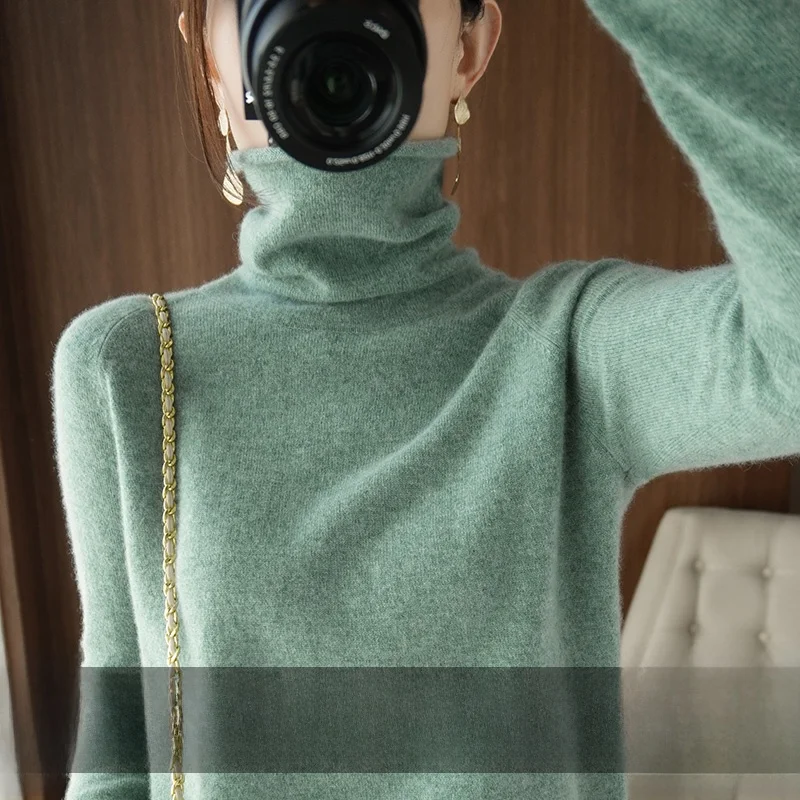 

Вязаный свитер Pure Camere, женский осенне-зимний облегающий длинный свитер све Turtlene, шерстяной базовый слой, теплый теплый топ