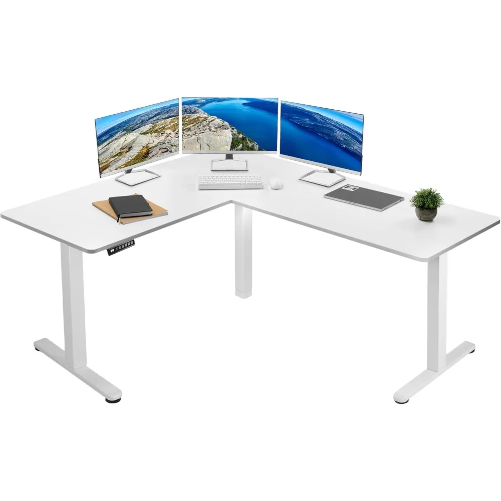 

Electric Corner L-Shaped 63 x 55 in Standing Desk, Memory Height Adjustment, White Top White Frame, DESK-E3CTW