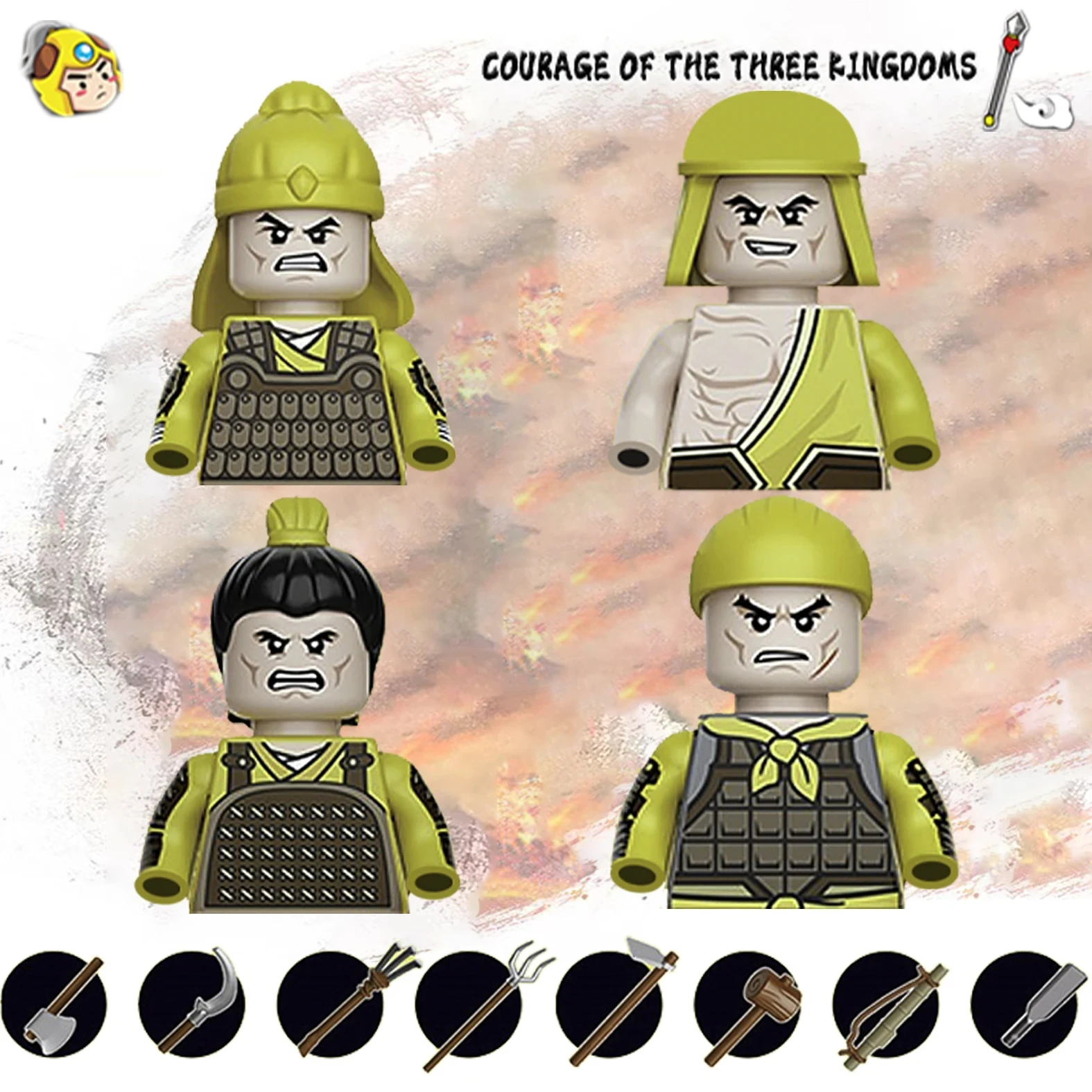 Bloques de Guerra de los tres reinos de la historia china, soldado heroico Moc, modelos de espada, armas, Juguetes para niños y