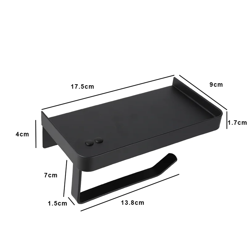 Toilet Roll Holder with Shelf Wall-Mounted Toilet Paper Holder Self Adhesive Toilet Organizer Phone Stand Bathroom Accessories