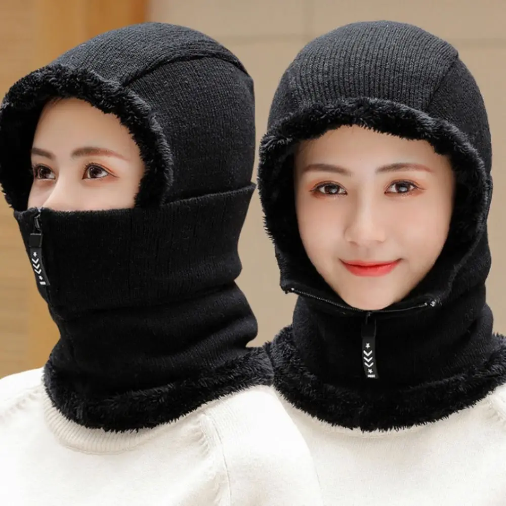 Fashion Winter Beanies Hat Thickned Windproof Knitted Hat Cold Proof Keep Warm Ear Protection Cap Women