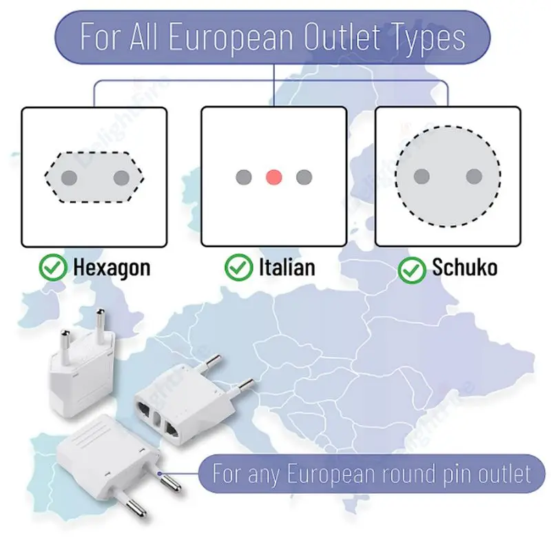 1-100pcs EU Plug Adapter CN AU JP US to EU Plug Adaptor Travel Adapter Electric KR Euro Plug Converter Power Sockets AC Outlet