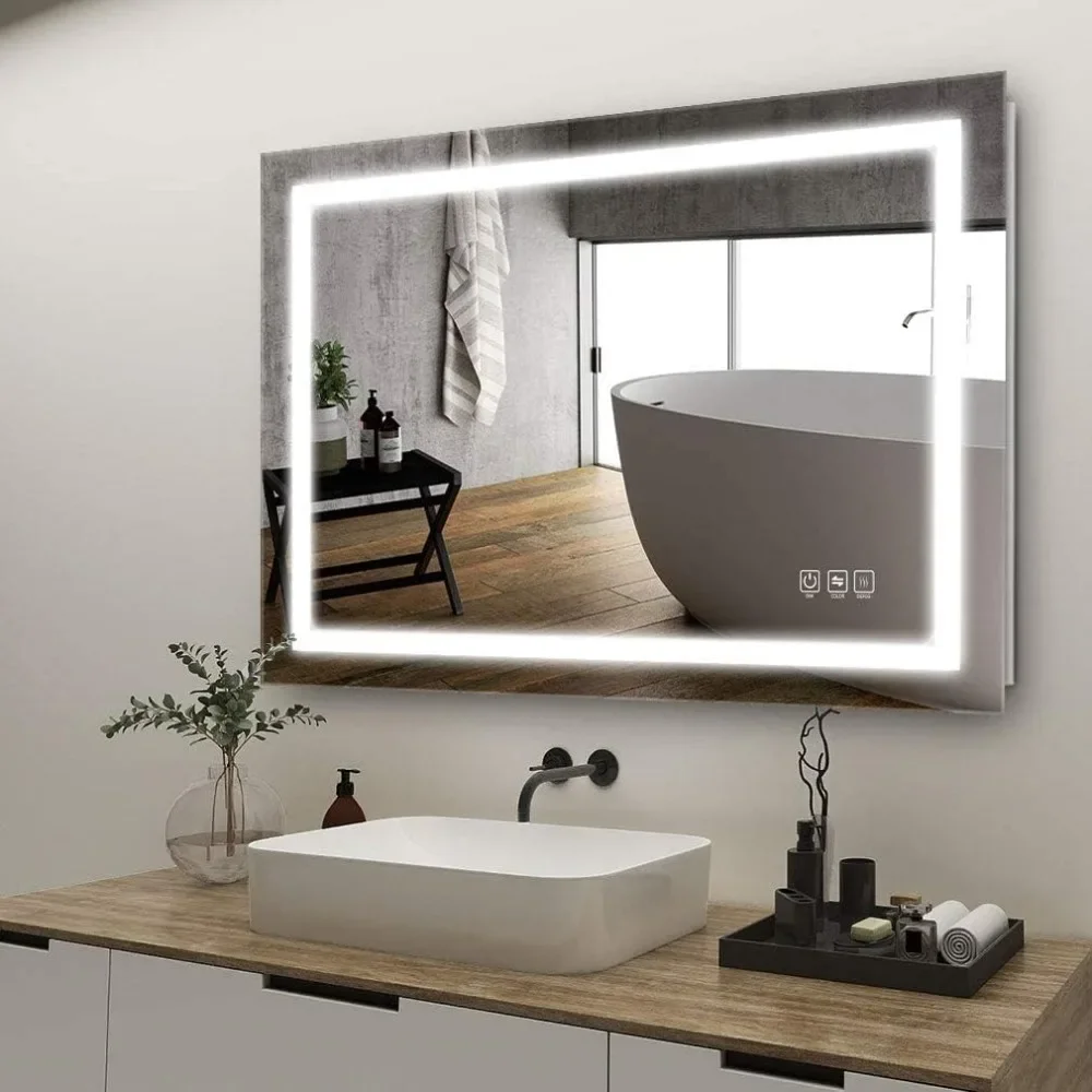 32x24 Inch LED Lighted Bathroom Mirror, Wall Mounted Bathroom Vanity Mirror, Dimmable Touch Switch Control