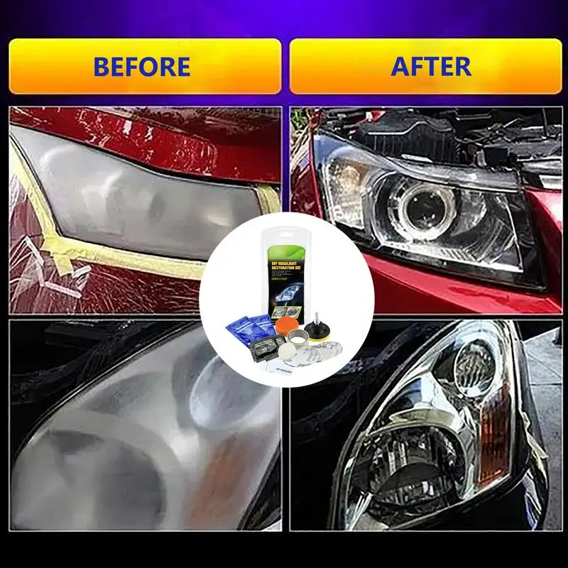 Headlight Lens Restoration Kit Headlight Cleaner And Restorer Car Headlight Glass Scratch Renovation Tool Includes Masking Tape