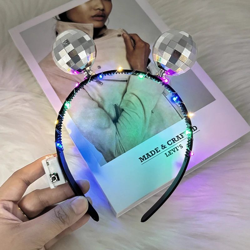 

Shining light ball headband glowing disco hairband luminous hair hoop for girl women night club cool headwear