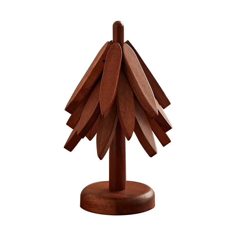

Solid wood creative ornament, acacia wood insulation pad dining table mat anti-scalding pad, Christmas tree household vegetable