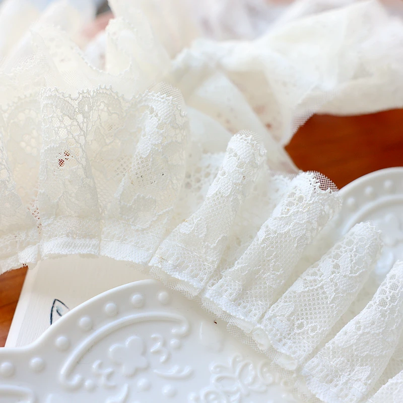 2 Meters 6cm wide Ivory Ruffles Lace Trim Dress Skirt Decoration Lace Accessories Lace Ribbon