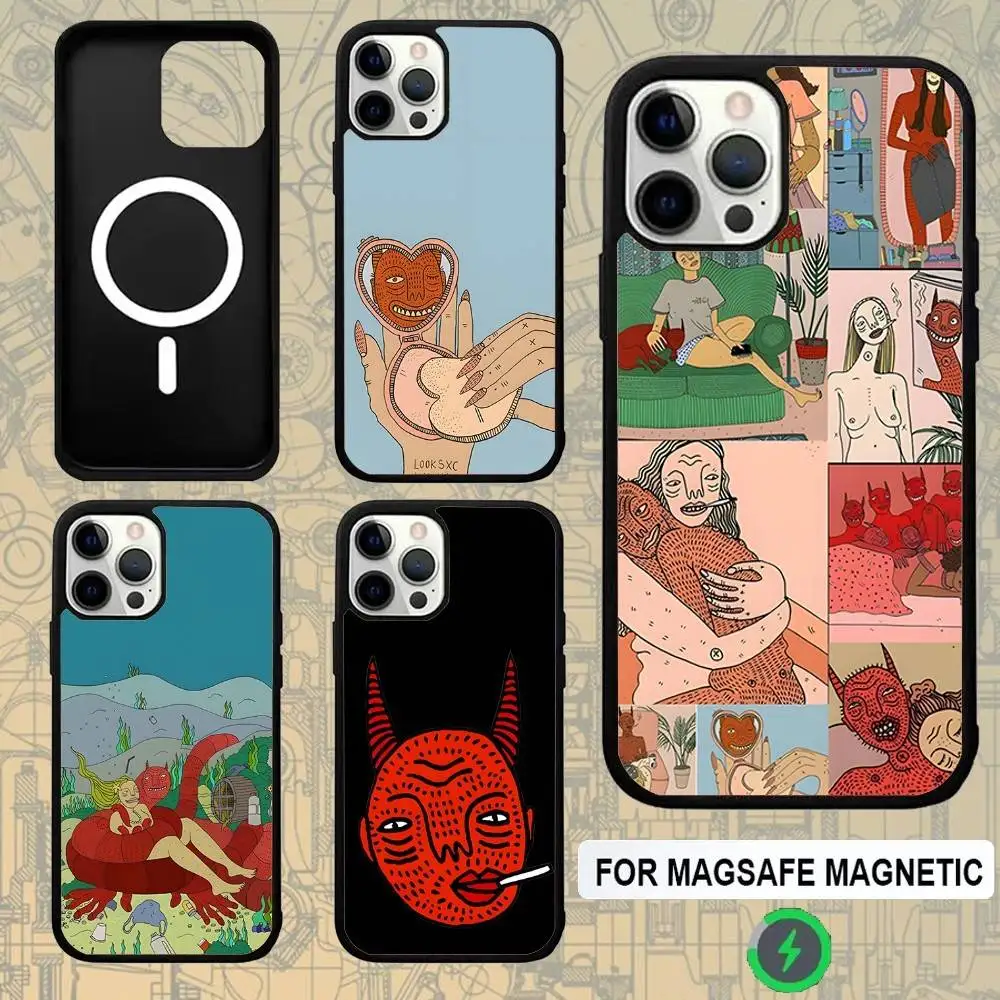 

Polly Nor Art For Magsafe Wireless Charger Case For iPhone 15,16,17,13,14,11,12,Pro,Max,Plus,E,Air,Mini Magnetic