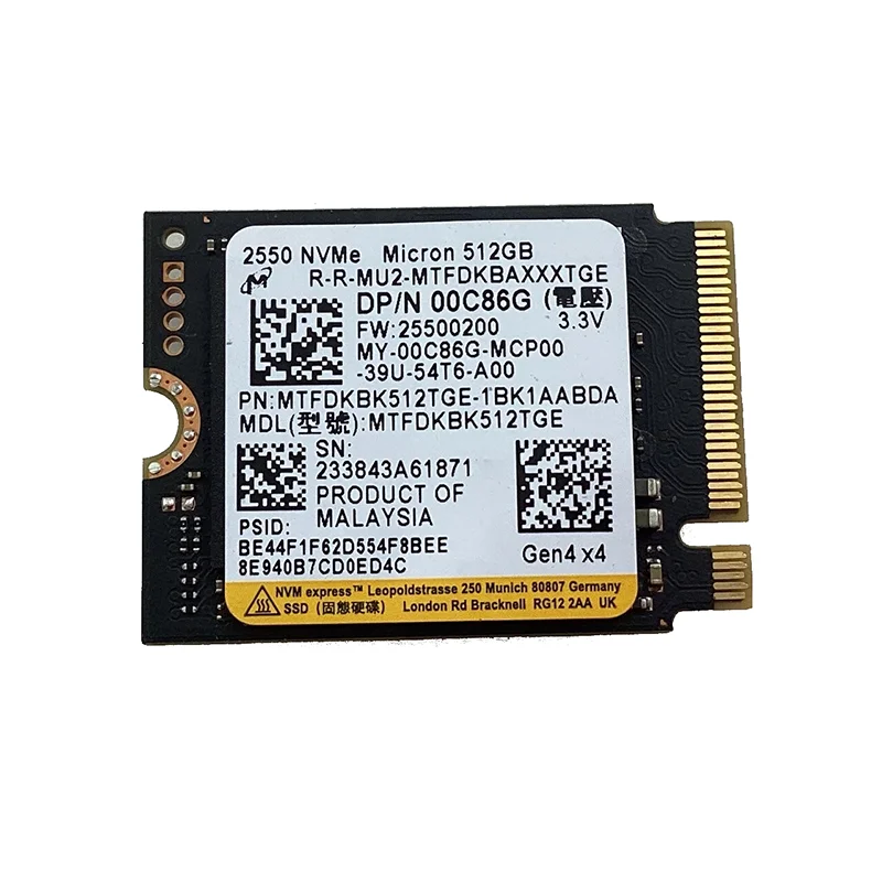 

For Micron 512GB M.2 NVMe PCIe Internal SSD - 00C86G
