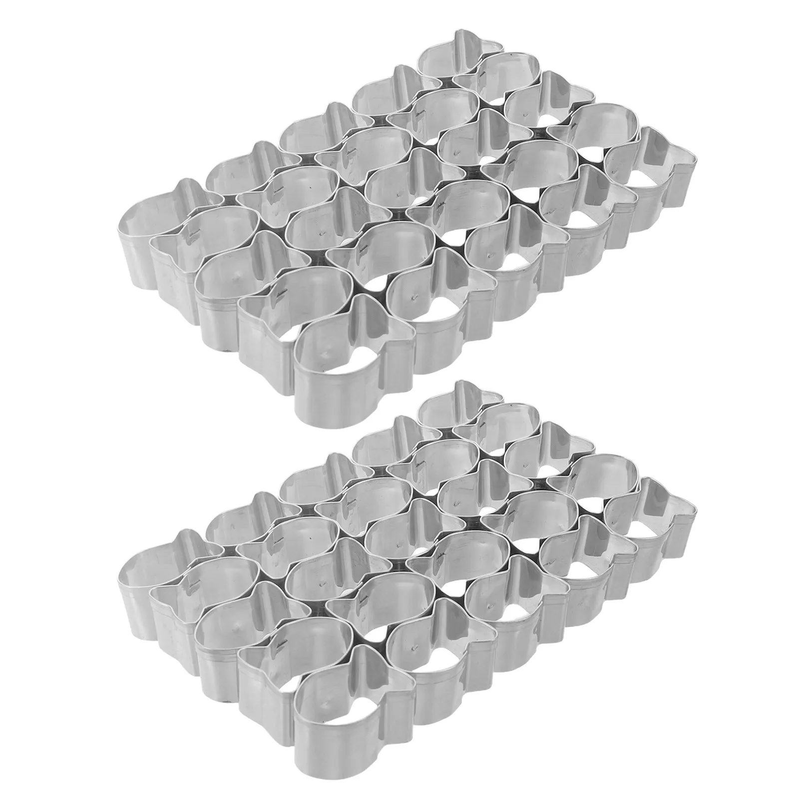 2Pcs Fish Shaped Cookie Cutters 25-Cavity Stainless Steel Biscuit Cutter Set Baking Tool for Party Kitchen Snacks