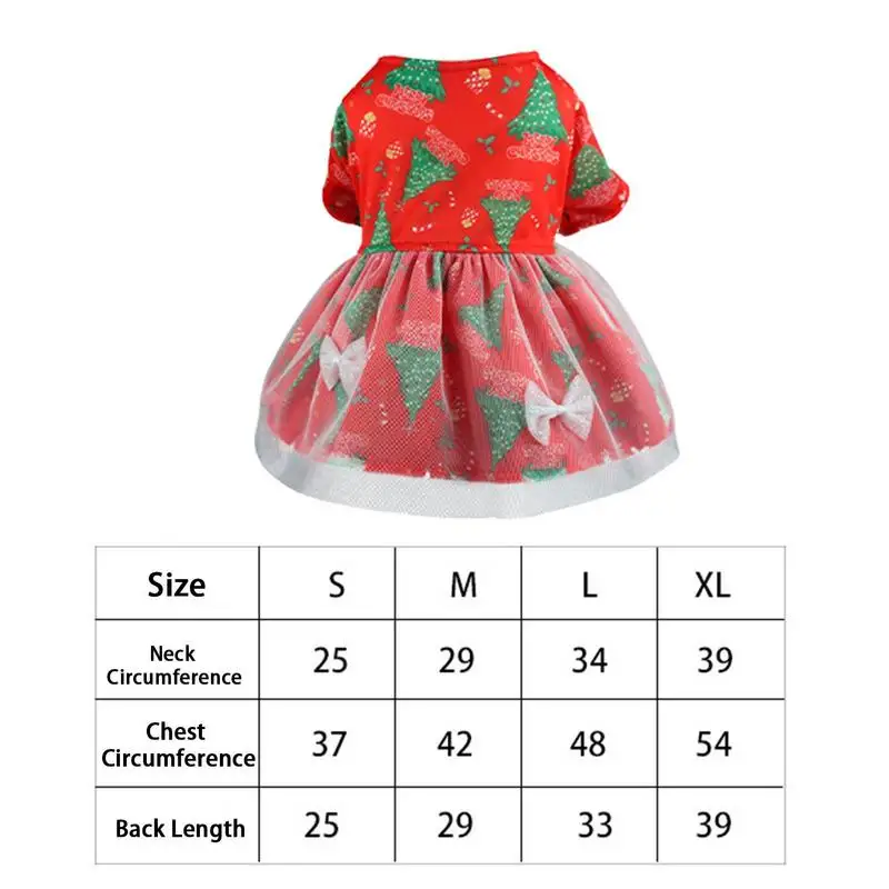 Dog Christmas Dress Merry Christmas Dog Dress For Small Dogs Mesh Skirt Soft And Breathable Fluffy Thin And Skin-Friendly For