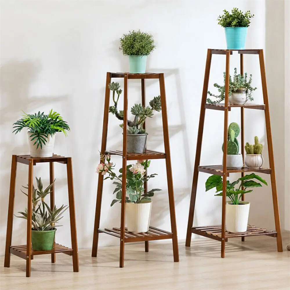 2/3/4 Tier Garden Vintage Tall Plant Stand Bamboo Planter Flower Holder Display Rack Home Storage Shelf