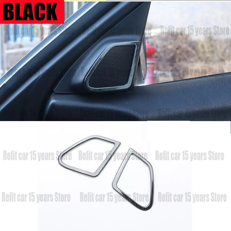 FOR Honda Accord 8th 2008 2009 2010 2011 2012 2PCS BLACK carbon fiber steel car A-pillar horn ring trim