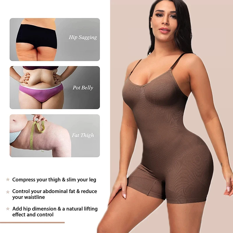 Pop Closets Upgrade Fabric Bodysuit Shapers Spandex Compress Elastic Body Shaper Suits Open Crotch Compression Smooth Shapewear