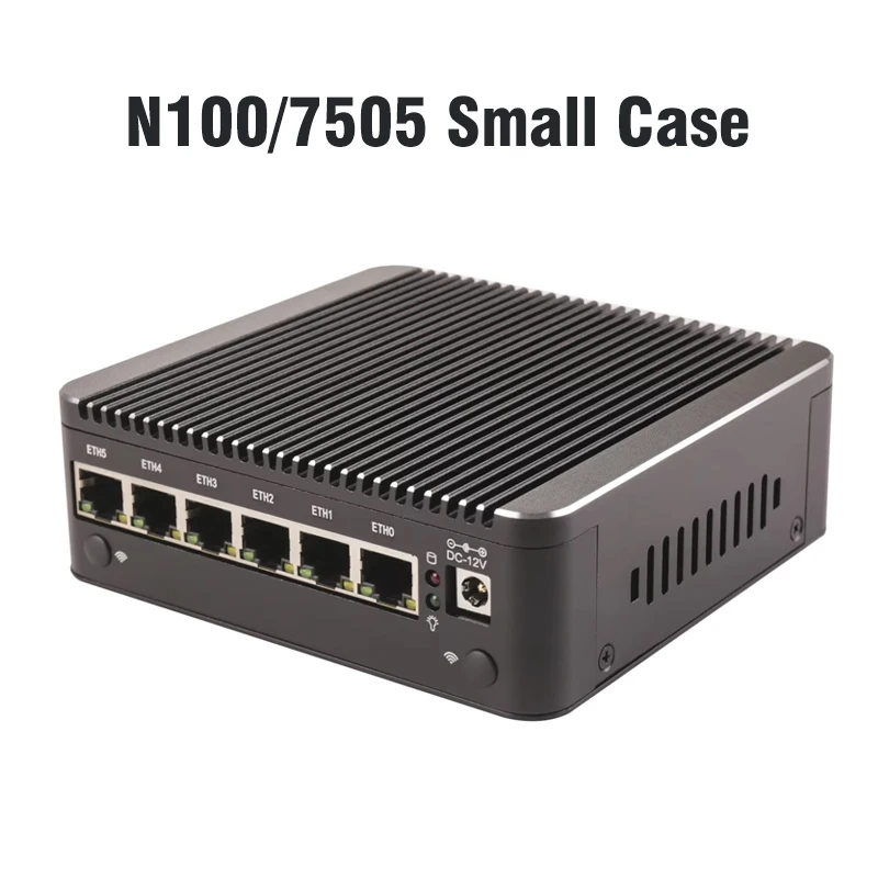 방화벽 라우터 팬리스 미니 PC, 6Lan 12 세대 인텔 N100 i226-V 2.5G, DDR4 NVMe 1 * COM C타입 pfSense OPNsense ESXi 미니 컴퓨터